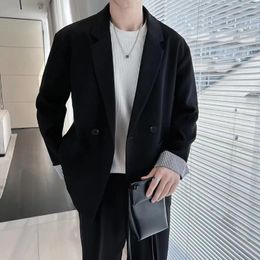 Men's Suits 2024 Spring Autumn Men Suit Jacket Daily Casual Loose Business Blazer Fashion Solid Long Sleeves Button Costume Homme M-5XL