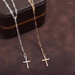 Charms FEEHOW 2024 Trendy Cross Pendant Necklaces For Women Simple Solid Colour Banquet Evening Party Jewellery