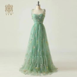 Mint Green Elegant Party Dress Prom Dress Blue Adjustable Straps Shiny Love Tulle Tea Length Wedding Party Graduation Dress 240201