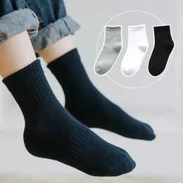 10Pairls/Lot Children White Black Pure Socks For Girls Kids School Socks Soft Breattable Warm Cotton Socks 240124