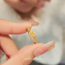 Cluster Rings Boutique Original Women's Ring "Little Sugar Series" Gold Plated Material With Gemstone Grade Zircon Festival Birthday Gift