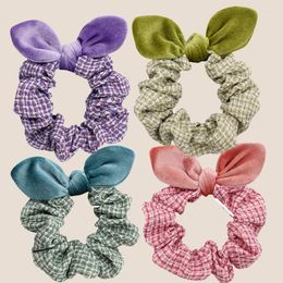 Hair Accessories Plaid Gut Loop Fabric Velvet Adjustable Bow Headband