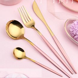 Dinnerware Sets 4Pcs Stainless Steel Silverware Dinner Nordic Tableware Knife Fork Spoon Gift Set Spoons Kit