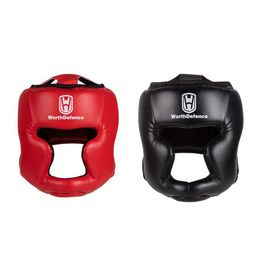 Boxing Protector Helmet PU Karate Taekwondo Head Guard Reusable Soft Breathable Protective Headgear Sports Gear Red L 240131