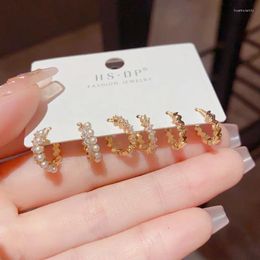 Stud Earrings Trendy Pearl Crystal Set For Women Fashion Charm Statement Jewellery Wedding Party Gift Hoop Earring Female