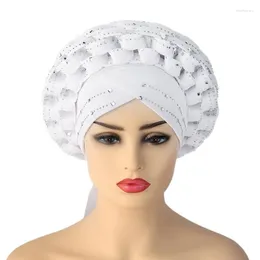 Ethnic Clothing 2024 Baru Afrika Auto Gele Aso Oke Headties Muslim Turban Topi Nigeria Pernikahan Siap Pakai Autogele Kepala Membungkus