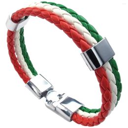 Charm Bracelets Jewelry Bracelet Italian Flag Bangle Leather Alloy For Men's Women Green White Red (width 14 Mm Length 23 Cm)