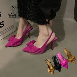 Sexy Butterfly Womens Shoes Bowknot Pumps Bow Pointed Toe High Heel Elegant Sandals Shallow Mouth Stiletto Ankle Stape 240123
