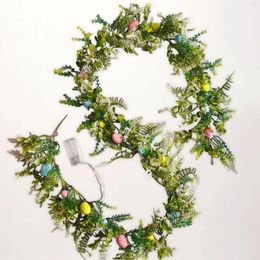 Decorative Flowers Easter Tinsel Garland Artificial Party Supplies Green Leaves Hanging Decoration