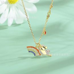 Designer Swarovskis Jewelry Adopting Crystal Element Unicorn Necklace Rainbow Collarbone Chain Shijia 1 1 High Version