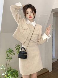 Two Piece Dress Plus Size Chubby Girl Women's Suit Jacket Skirt Set Short Elegant Coat Spring And Autumn Age-reducing Slimming Split