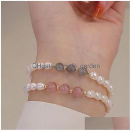 Chain Natural Freshwater Pearl Bracelet Stberry Quartz Crystal Labradorite Beaded Fof Women Girls Fine Jewelry Drop Delivery Bracelet Dhkg1