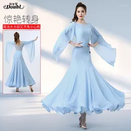 Stage Wear Doubl Ballroom Dance Dress Post Lace Shawl Female