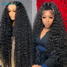 Rosabeauty 250 Density HD 136 360 Full Transparent Deep Water Wave curly Lace Frontal Wigs 30 40 Inch 134 Front Human Hair Wig 240118