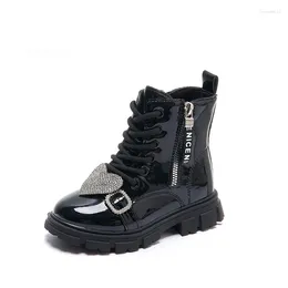 Boots Kids Girls Love Shine Rhinestones Glossy Side Zipper Cool 2024 Children Casual Ankle For Spring And Autumn