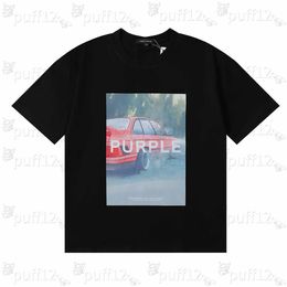 fashion Purple Tshirt Summer new designer mens Tshirt garden collar letter print loose high street casual short sleeve breathable sweat absorption spor 7YW4