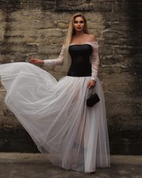 2024 Spring New White Mesh Splicing Skirt Long Sleeve Pompadour Skirt Banquet Fashion Strapless Dress