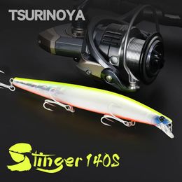 TSURINOYA Stinger 140S Fishing Lure Sinking Minnow DW92 140mm 26g Saltwater Seabass Ultra Long Casting Large Hard Baits Jerkbait 240123