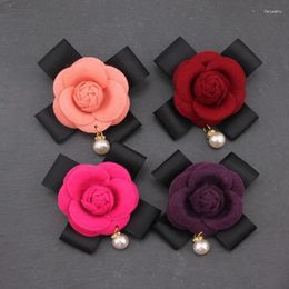 Bow Ties Retro Camellia Tie Pins Women's Elegant Temperament Dress Shirt Sweater Brooch Collar Flowers Fashion Jewelry Gift For Women
