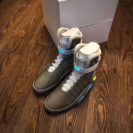 Authentic Air Mag Back to the Future Shoes Glow in Dark Grey Sneakers Marty Mcflys Led Lighting Up Mags Black Red Boots With Box Size 40-47