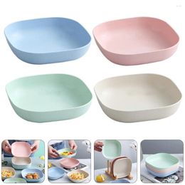 Dinnerware Sets 8pcs Reusable Dessert Plates Square Unbreakable Dishes Multicolor Dishwasher Microwave Safe