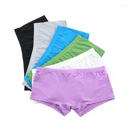 Underpants 6PCS Sexy Male Underwear Solid Ice Silk Breathable Soft Simple Man Boxers U Pouch Cueca Calzoncillos Trunks