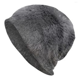 Berets Grey Sheepskin Fur Hide Bonnet Hat Cool Street Skullies Beanies Hats For Men Women Knit Warm Thermal Elastic Unisex Caps