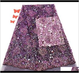 Clothing Apparel African Purple Fabric With Sequins French Tulle Lace For Nigerian Party 1 Kjg9O1180686