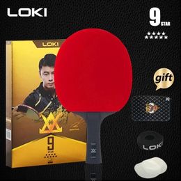 LOKI E9 Star High Sticky Competition Table Tennis Racket Carbon Blade PingPong Bat Ping Pong Paddle for Fast Attack and Arc 240123