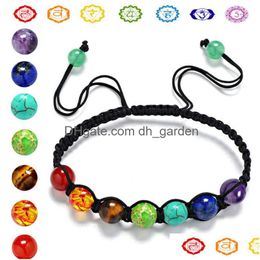 Charm Bracelets Update 7 Yoga Chakra Bracelet Reiki Natural Stone Healing Nce Buddha Women Men Fashion Jewelry Drop Delivery Dhizw