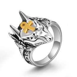 Designers Steel Anubis Divine Self Defence Broken Window Mens Ring Ancient Egyptian Death God Hu Lang Fang Famous Clan Style FQX7