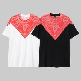 MB Men's T-Shirts 24ss designer Summer New MB Red Cashew Flower Scarf Printed Pure Cotton Short sleeved T-shirt Couple Tee