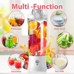 Portable Blender 600ML Electric Juicer Fruit Mixers 4000mAh USB Rechargeable Smoothie Mini Personal colorful Cup 240131