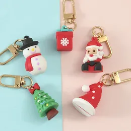 Keychains 1PC PVC Christmas Series Pendant Keychain Fashion Cute Santa Claus Tree Gloves Bag Accessories Small Gifts