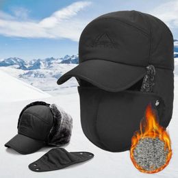 Berets Fashion Trooper Hat Unisex Winter Trapper Cap Ear Flap With Mouth Cover Fur Snow Caps Warm Flaps Ski Bomber Hats