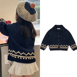 Knitted Sweater Misha Puff 2023 Winter Kids Sweaters for Girls Cute Knit Cardigan Baby Children Cotton Outwear Clothing 240124