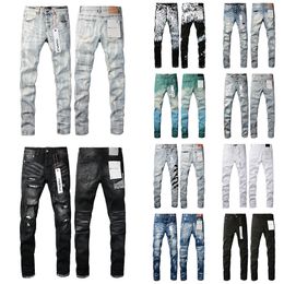 Purple Jeans Mens Jean Trendy Distressed Designer Black and White Slim Fit High Quality Denim Pants for Men s 2024