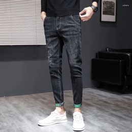 Men's Jeans Black Korean Version Stretch Slim Small Leggings With Fleece Trend Casual Versatile Long Pants