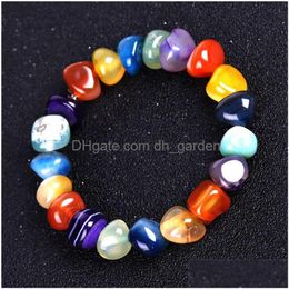 Beaded Update Irregar Agate Natural Stone Strand Bracelet Women Mens Bracelets Bead Charm Fashion Jewellery Drop Delivery Dhjsu