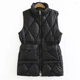 Hunting Jackets Winter Vest Woman Down Cotton Loose Fit Long Padded Jacket Thick Stand Collar Coat Plus Size Sleeveless