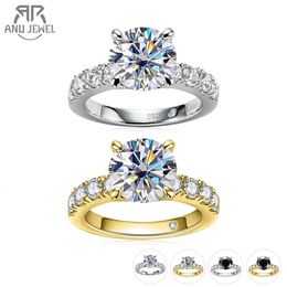 AnuJewel 4.3cttw D Color Engagement Rings 925 Sterling Silver 18k Gold Plated Lab Created Diamond Wedding Band Rings 240124