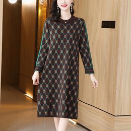 Women Clothing Wool Knee Length Dresses Autumn Winter Elegant Casual Fashion Simple Knitted Loose Dresses Female Vestidos 240122