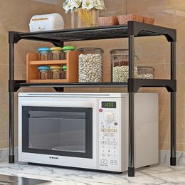 2-Layer Microwave Oven Shelf Stainless Steel Kitchen Detachable Rack Kitchen Organise Tableware Shelves Home Storage Rack Holder 240122