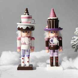 Creative Girl Heart Gift Wooden Handicraft Home Decoration Student Gift Ice Cream Sweetheart Small Nutcracker Statue Sculpture 240131