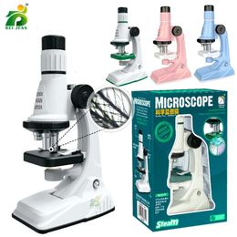 Children Science Biological 200x 600x 1200x Pocket Microscope Set Lab With LED Refined Instruments Montessori Education Toy 240131