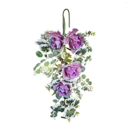 Decorative Flowers Spring Wreath Door Hanging Simulation Purple Upside Down Ornaments Home Grapevine / Garland Grape