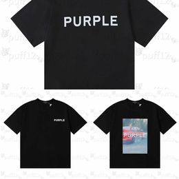 Fashion Purple Brand Designer 2024 Mens Luxury Tshirt Colour printed cotton loose casual mens and womens High street letter printed short sleeve Tshirt UP