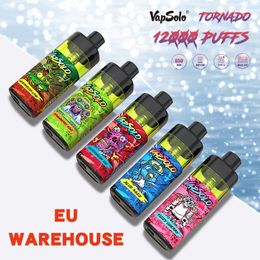 VAPSOLO Original Tornado Vapes PUFF 12K Disposable Vape Pen mesh coil 12000 PUFFS RANDM Pods E zigarette airflow RGB led and Battery Power indicator light Shisha