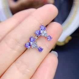 Stud Earrings Natural Topa Stone 925 Silver Certified Heart-shaped 4x Round 3mm Purple Beautiful Gift For Girls Free Shippi