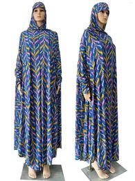 Ethnic Clothing Ramadan Muslim Women Prayer Garment Floral Prints Hooded Dress Islam Gown Plus Size Long Saudi Africa Robe